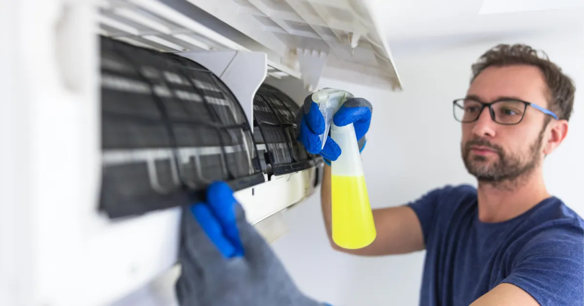 Thorough AC filter cleaning carried out by a skilled Rapid Response Team member